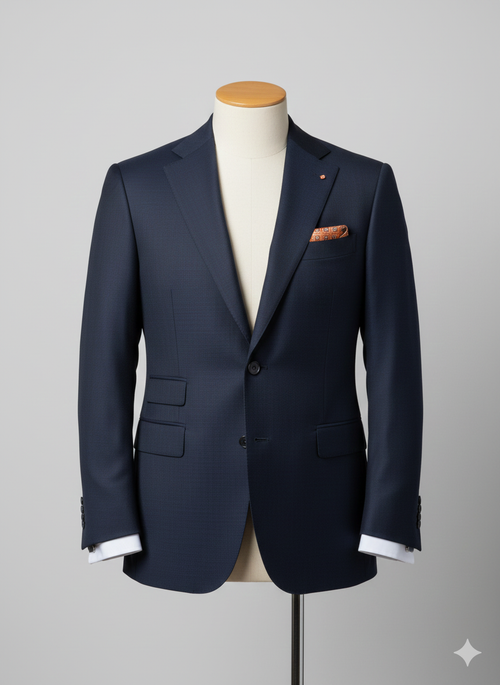 Navy Blue Twill Three Piece Suit