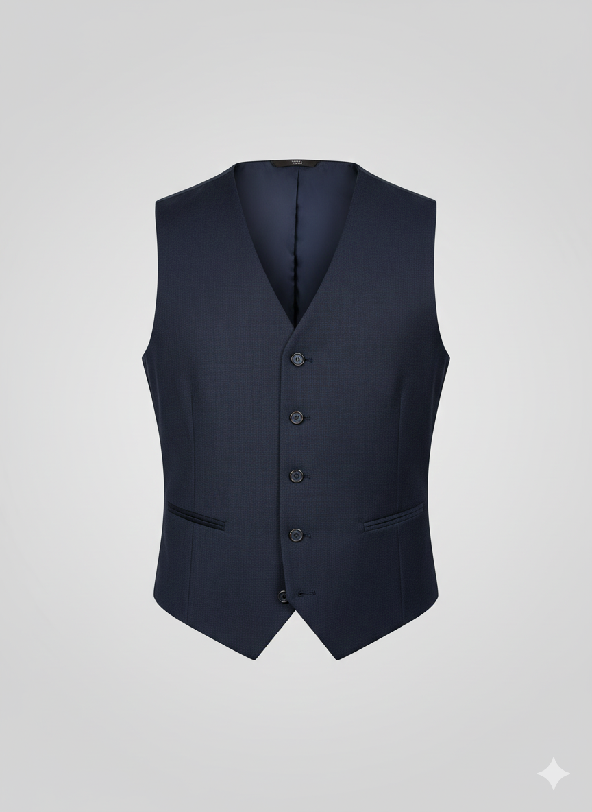 Navy Blue Twill Three Piece Suit