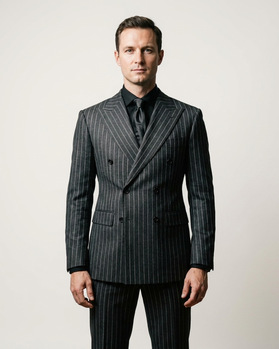 THE CHARCOAL PINSTRIPE — DOUBLE-BREASTED SUIT