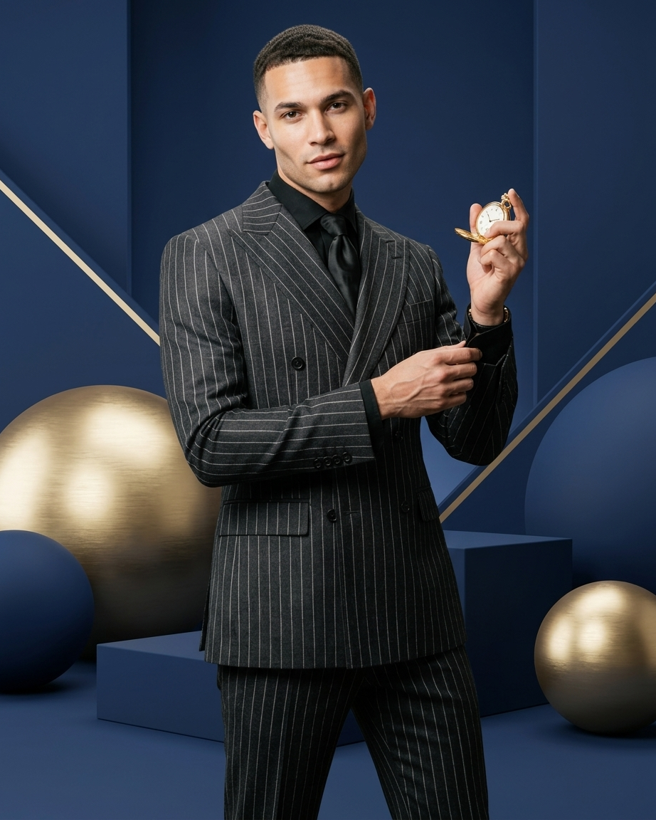 THE CHARCOAL PINSTRIPE — DOUBLE-BREASTED SUIT