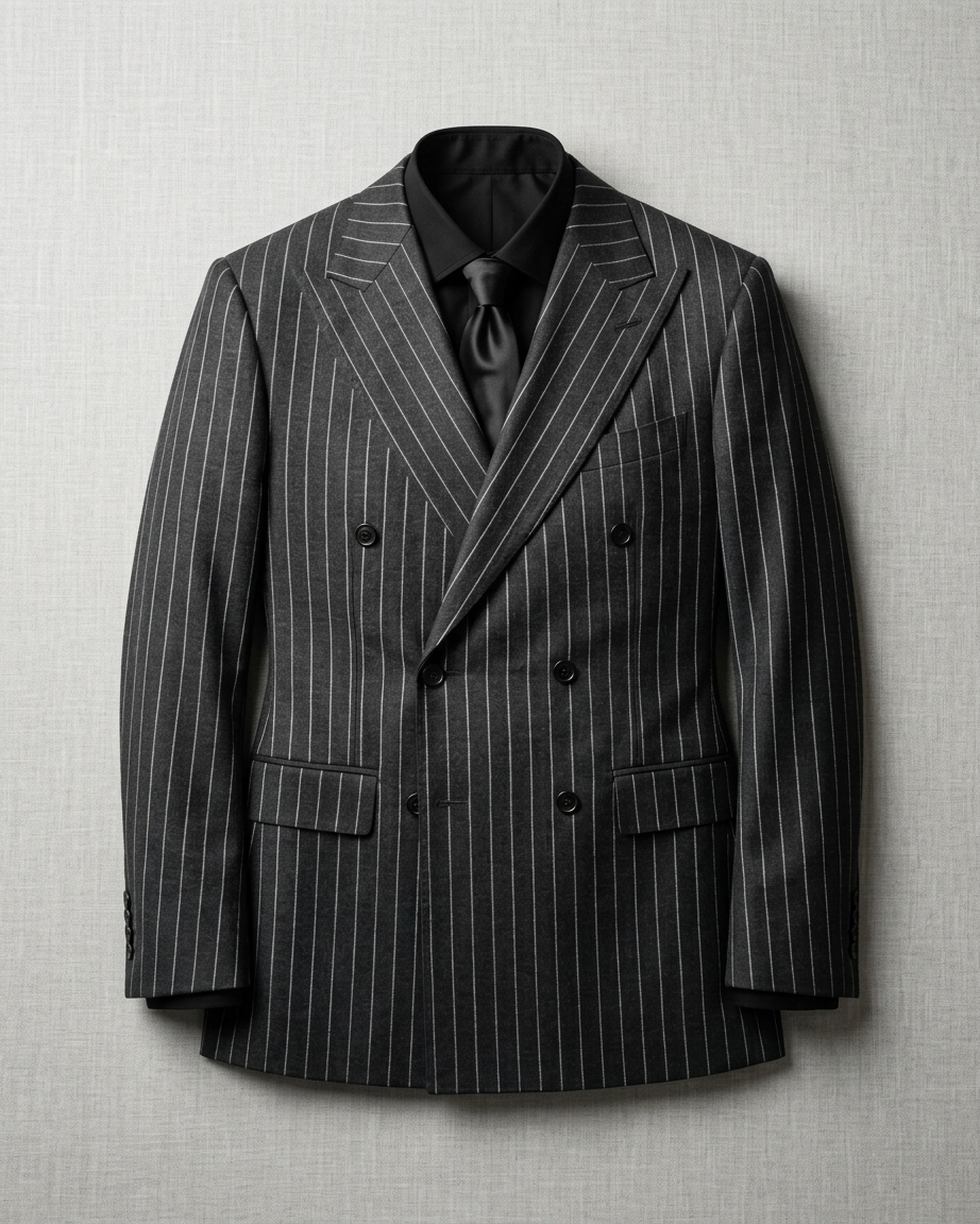 THE CHARCOAL PINSTRIPE — DOUBLE-BREASTED SUIT